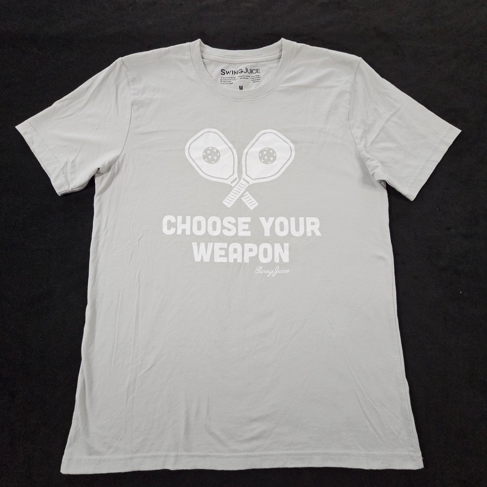 Swing Juice Pickle Ball Choose‎ Your Weapon Gray Short Sleeve T-Shirt Adult M
